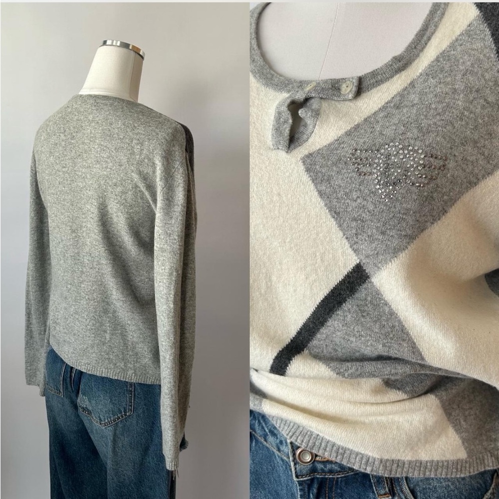 Vintage 1990s Baroni Geometric Colorblock Knit Sweater wool blend. - Picture 7 of 9